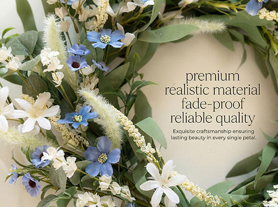 18" Artificial Blue Wildflower Wreath -Factory Wholesale
