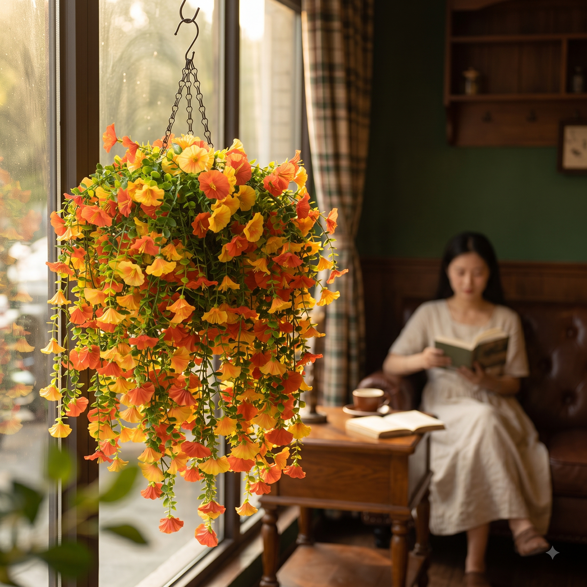 Factory Direct Cascading Artificial Hanging Basket - Vibrant Autumn & Summer Decor