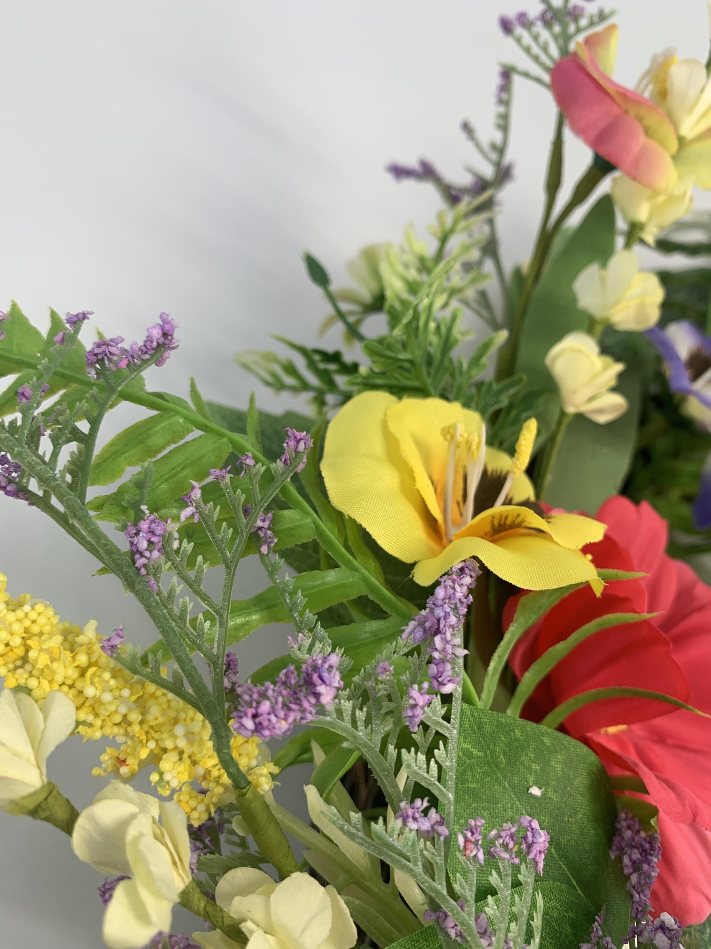 Wholesale 18" Artificial Wildflower Wreath with Pansies & Gerbera Daisies