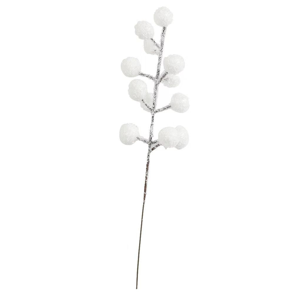 Frosted White Berry Picks for Christmas Wreaths, Garlands & Tree Ornaments