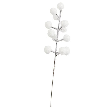 Frosted White Berry Picks for Christmas Wreaths, Garlands & Tree Ornaments