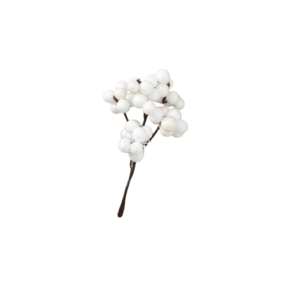 Frosted White Berry Picks for Christmas Wreaths, Garlands & Tree Ornaments