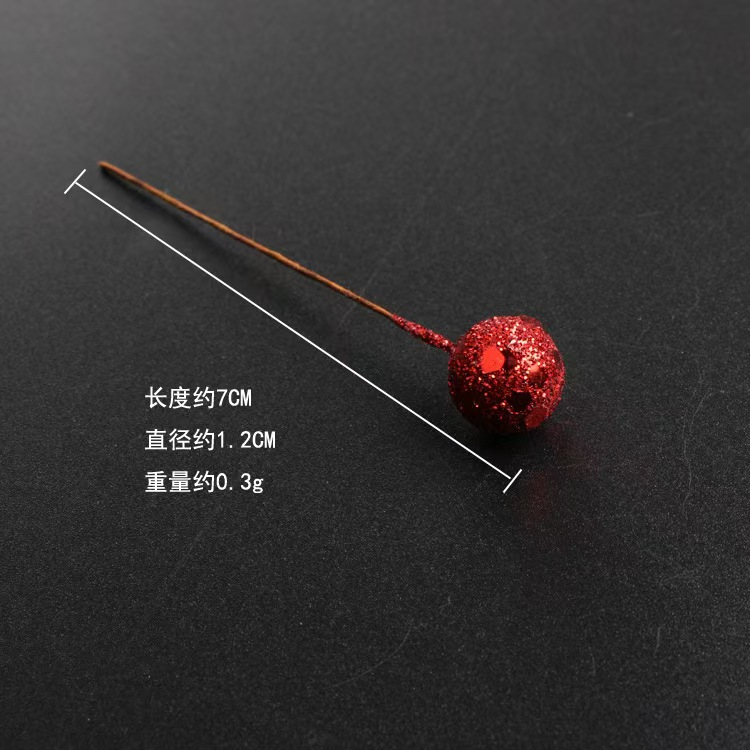 2cm Mini Glitter Berry Single Picks for DIY Crafts, Wreaths & Christmas Tree Ornaments
