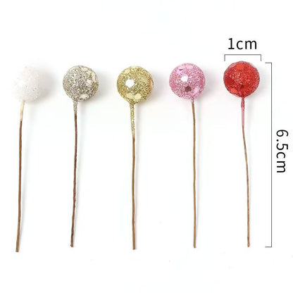 2cm Mini Glitter Berry Single Picks for DIY Crafts, Wreaths & Christmas Tree Ornaments