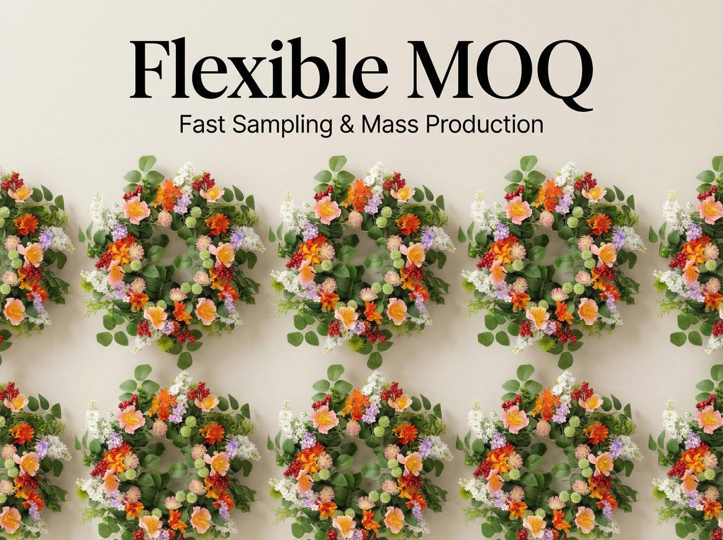 18" Artificial  Summer Floral Wreath - Mixed Wildflower & Berry Door Wreath, Wholesale