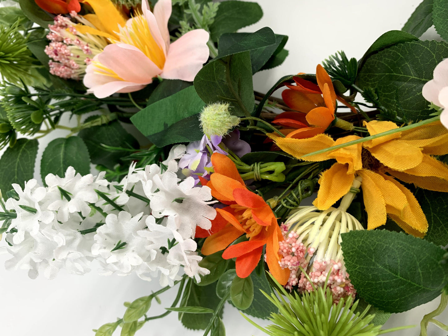 18" Artificial  Summer Floral Wreath - Mixed Wildflower & Berry Door Wreath, Wholesale