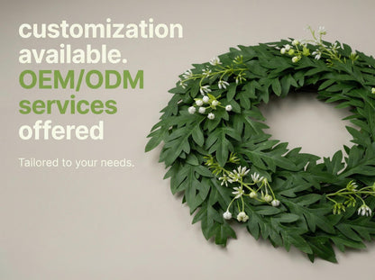 18" Artificial Green Leaf Wreath - Greenery & White Blossom Everyday Door Wreath, Wholesale