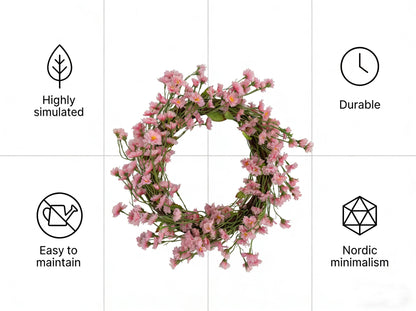 Faux Spring Pink Cosmos Floral Wreath - 18-Inch Decorative Holiday Wreath, Flexible MOQ