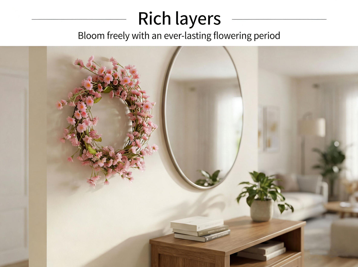 Faux Spring Pink Cosmos Floral Wreath - 18-Inch Decorative Holiday Wreath, Flexible MOQ