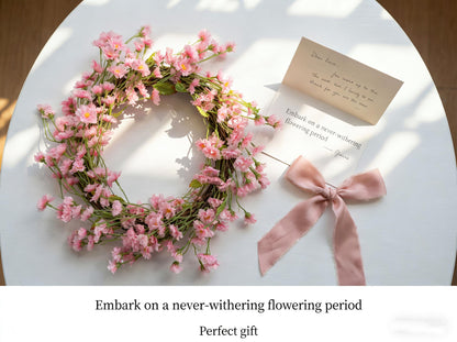 Faux Spring Pink Cosmos Floral Wreath - 18-Inch Decorative Holiday Wreath, Flexible MOQ
