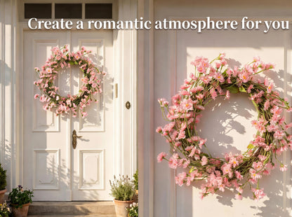 Faux Spring Pink Cosmos Floral Wreath - 18-Inch Decorative Holiday Wreath, Flexible MOQ