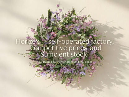 Faux Meadow Lavender & Foliage Wreath - 18-Inch Decorative Indoor Outdoor Wreath