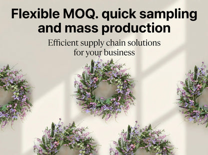 Faux Meadow Lavender & Foliage Wreath - 18-Inch Decorative Indoor Outdoor Wreath