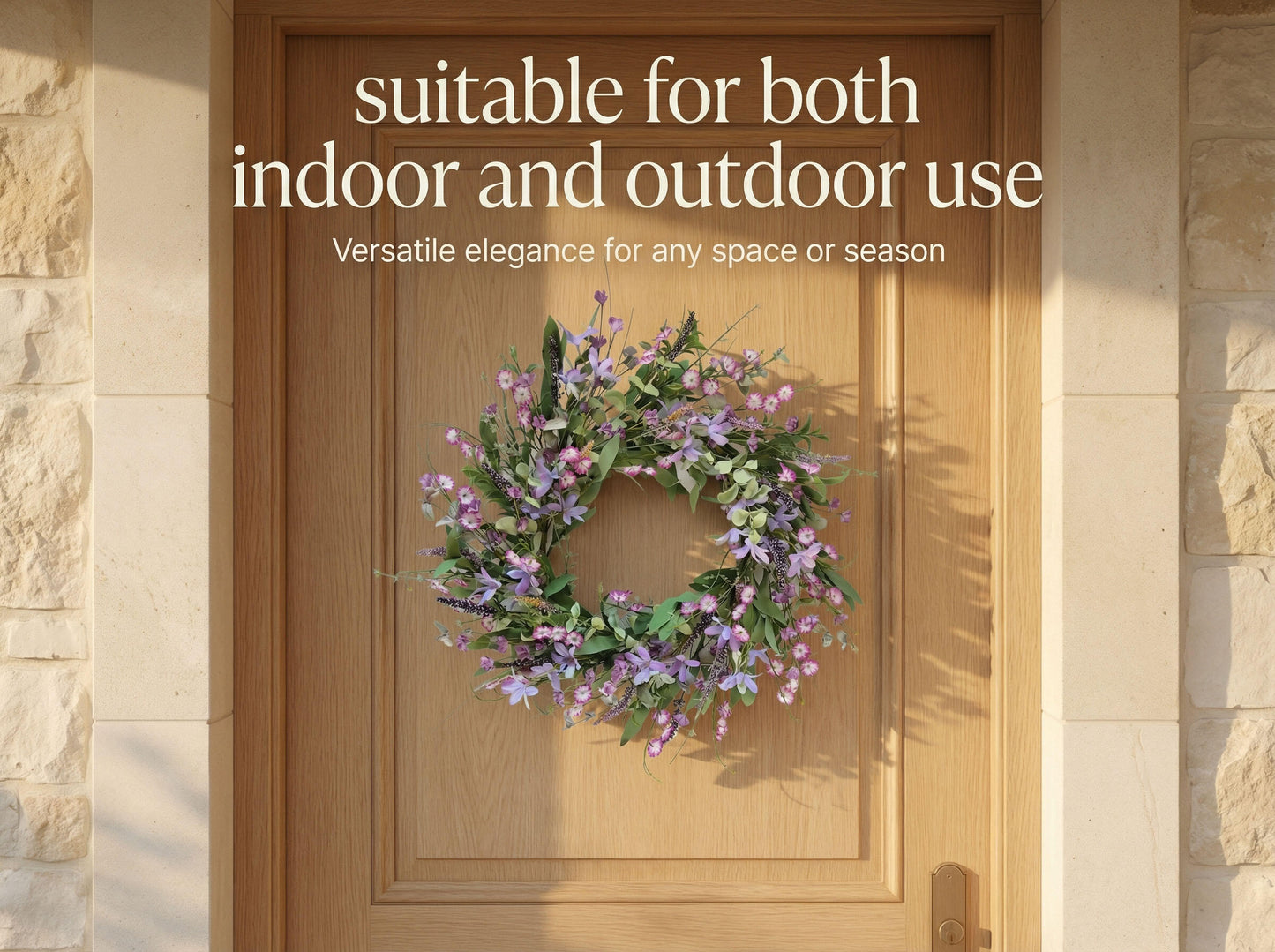 Faux Meadow Lavender & Foliage Wreath - 18-Inch Decorative Indoor Outdoor Wreath