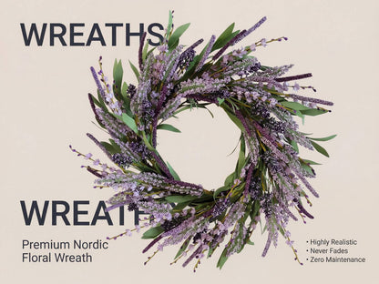 Premium 18" Silk Lavender Wreath with Natural Grapevine Base