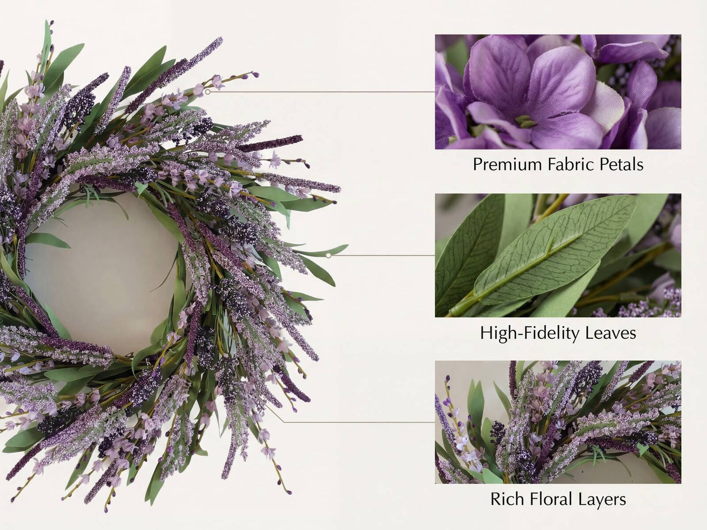 Premium 18" Silk Lavender Wreath with Natural Grapevine Base