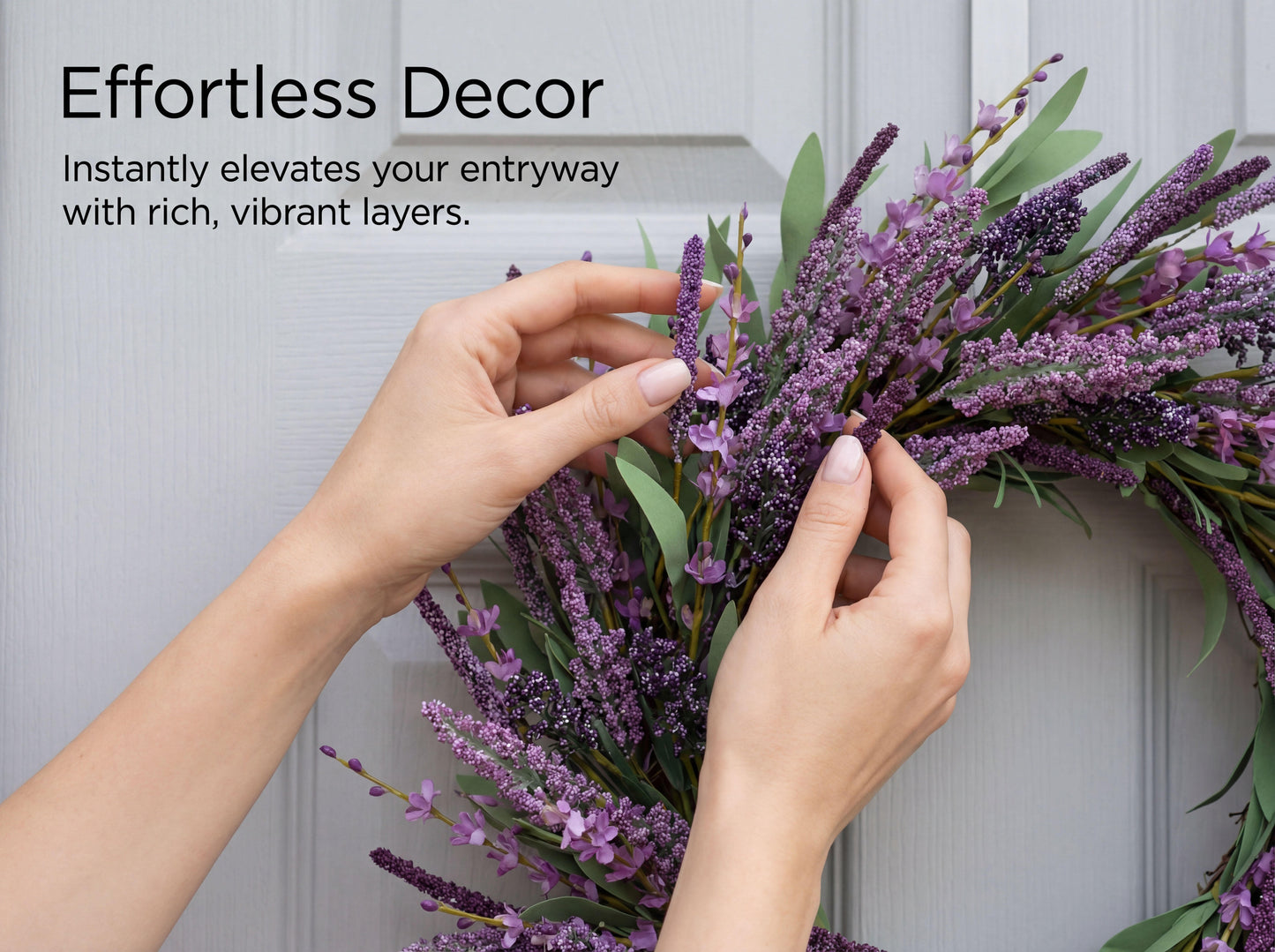 18" Artificial Heather & Lavender Wreath - Factory Wholesale