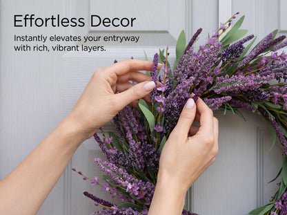 18" Artificial Heather & Lavender Wreath - Factory Wholesale
