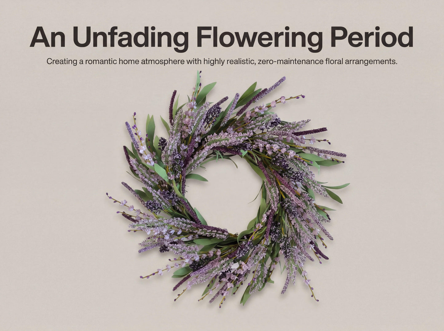 18" Artificial Heather & Lavender Wreath - Factory Wholesale