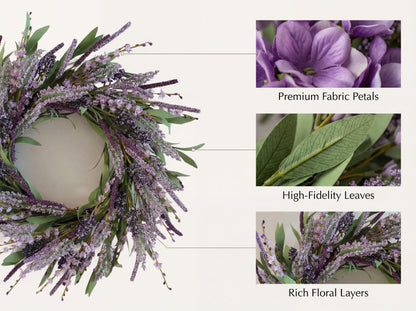 18" Artificial Heather & Lavender Wreath - Factory Wholesale