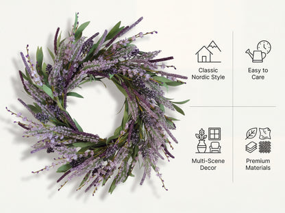 18" Artificial Heather & Lavender Wreath - Factory Wholesale