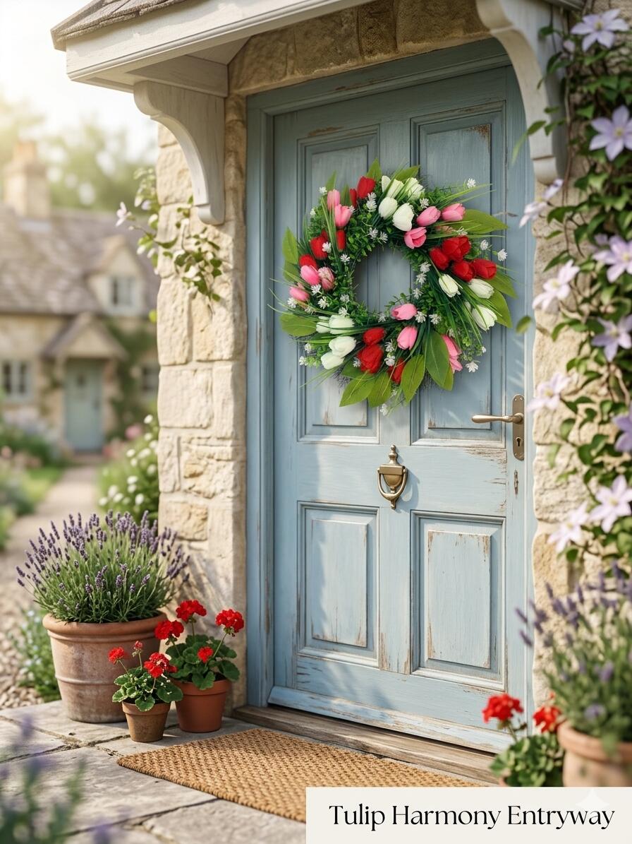 18" Factory Wholesale Artificial Tulip Wreath