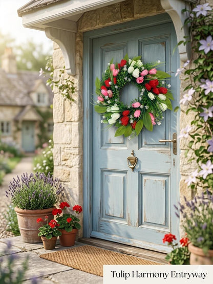 18" Factory Wholesale Artificial Tulip Wreath