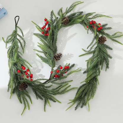 Wholesale Artificial Pine Needle Garland with Pinecones & Red Berries