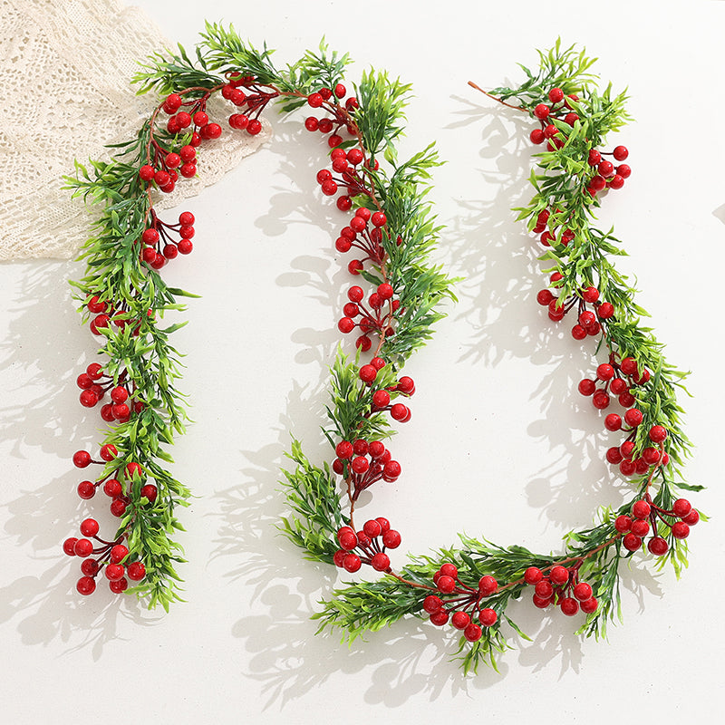 Artificial Holly Leaf and Red Berry Garland for Christmas Decor, Fireplace Mantels & Staircase Railings