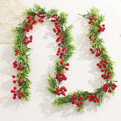 Artificial Holly Leaf and Red Berry Garland for Christmas Decor, Fireplace Mantels & Staircase Railings