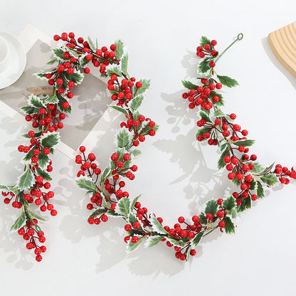 Artificial Holly Leaf and Red Berry Garland for Christmas Decor, Fireplace Mantels & Staircase Railings