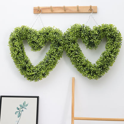 Wholesale Artificial Boxwood Heart Wreaths (Customizable Greenery Hanging Decor for Weddings & Home, OEM/ODM)