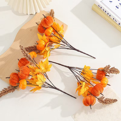 Wholesale Halloween Pumpkin Picks (Customizable Spooky Floral Stems with Black Mesh, OEM/ODM)