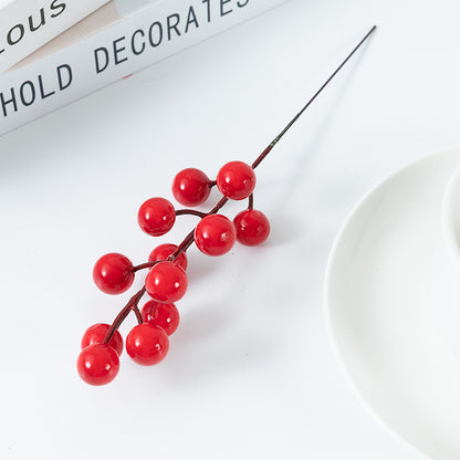 Wholesale Frosted Red Berry Picks (Customizable Holiday Floral Stems for Wreaths & Trees, OEM/ODM)