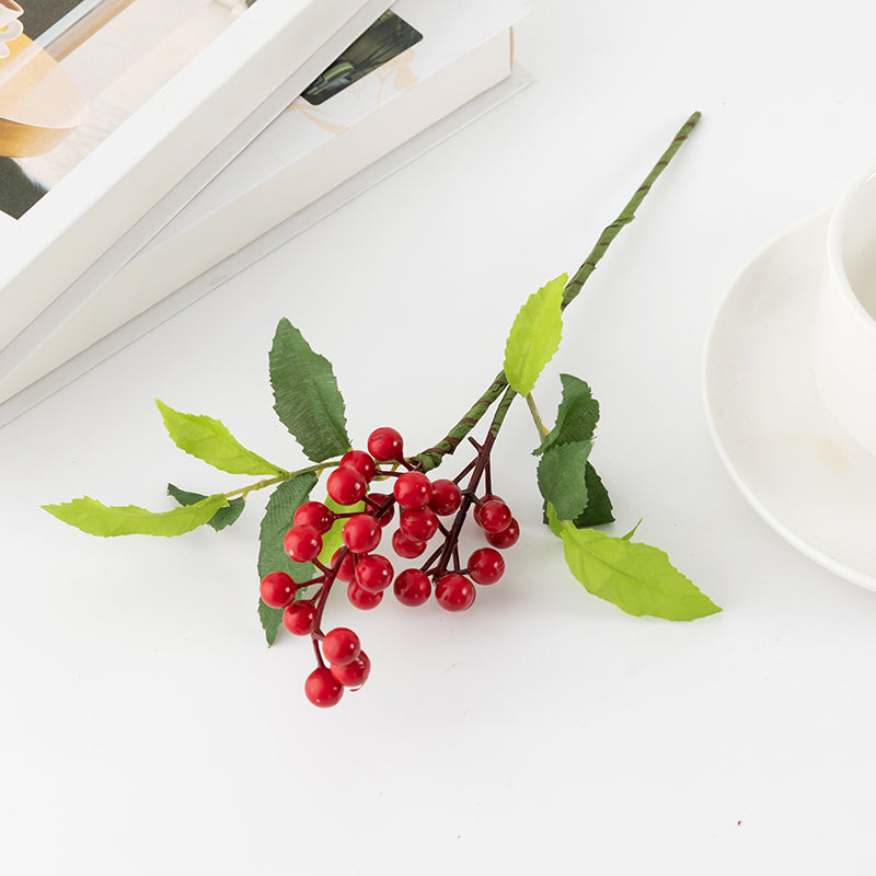 Wholesale Frosted Red Berry Picks (Customizable Holiday Floral Stems for Wreaths & Trees, OEM/ODM)
