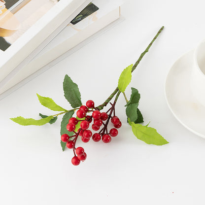 Wholesale Frosted Red Berry Picks (Customizable Holiday Floral Stems for Wreaths & Trees, OEM/ODM)