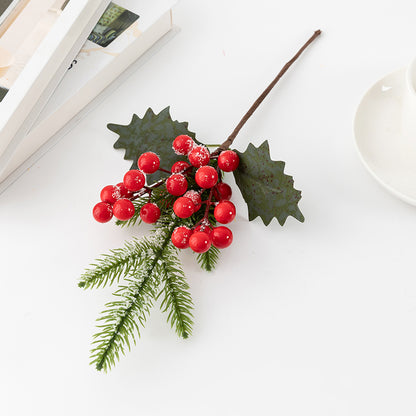 Wholesale Frosted Red Berry Picks (Customizable Holiday Floral Stems for Wreaths & Trees, OEM/ODM)