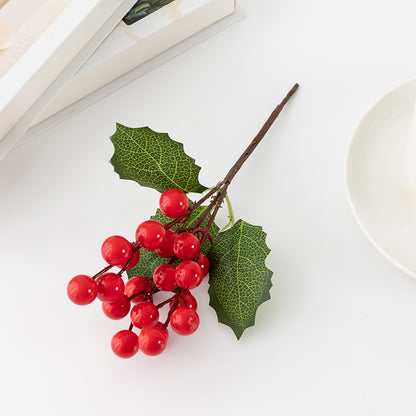 Wholesale Frosted Red Berry Picks (Customizable Holiday Floral Stems for Wreaths & Trees, OEM/ODM)