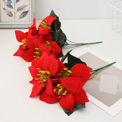Wholesale Glitter Poinsettia Flowers (Customizable Christmas Tree Ornaments & Wreath Floral Accents, OEM/ODM)