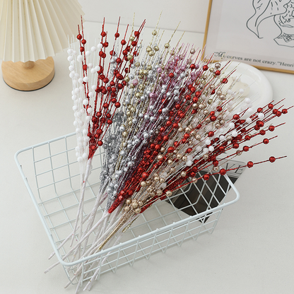 Wholesale Multi-Color Glitter Berry Picks (Customizable Holiday Floral Stems for Christmas Trees &amp; Wreaths, OEM/ODM)
