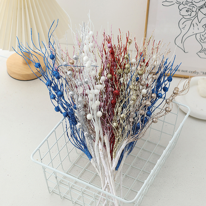 Wholesale Multi-Color Glitter Berry Picks (Customizable Holiday Floral Stems for Christmas Trees &amp; Wreaths, OEM/ODM)