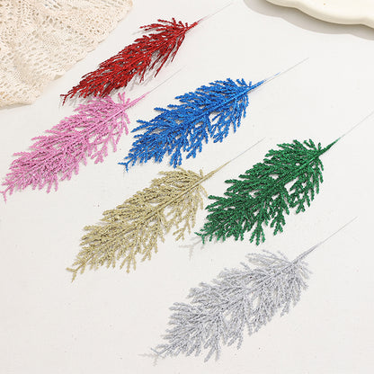 Wholesale Glitter Cedar Picks (Customizable Holiday Fern Leaf Stems for Wreaths & Trees, OEM/ODM)