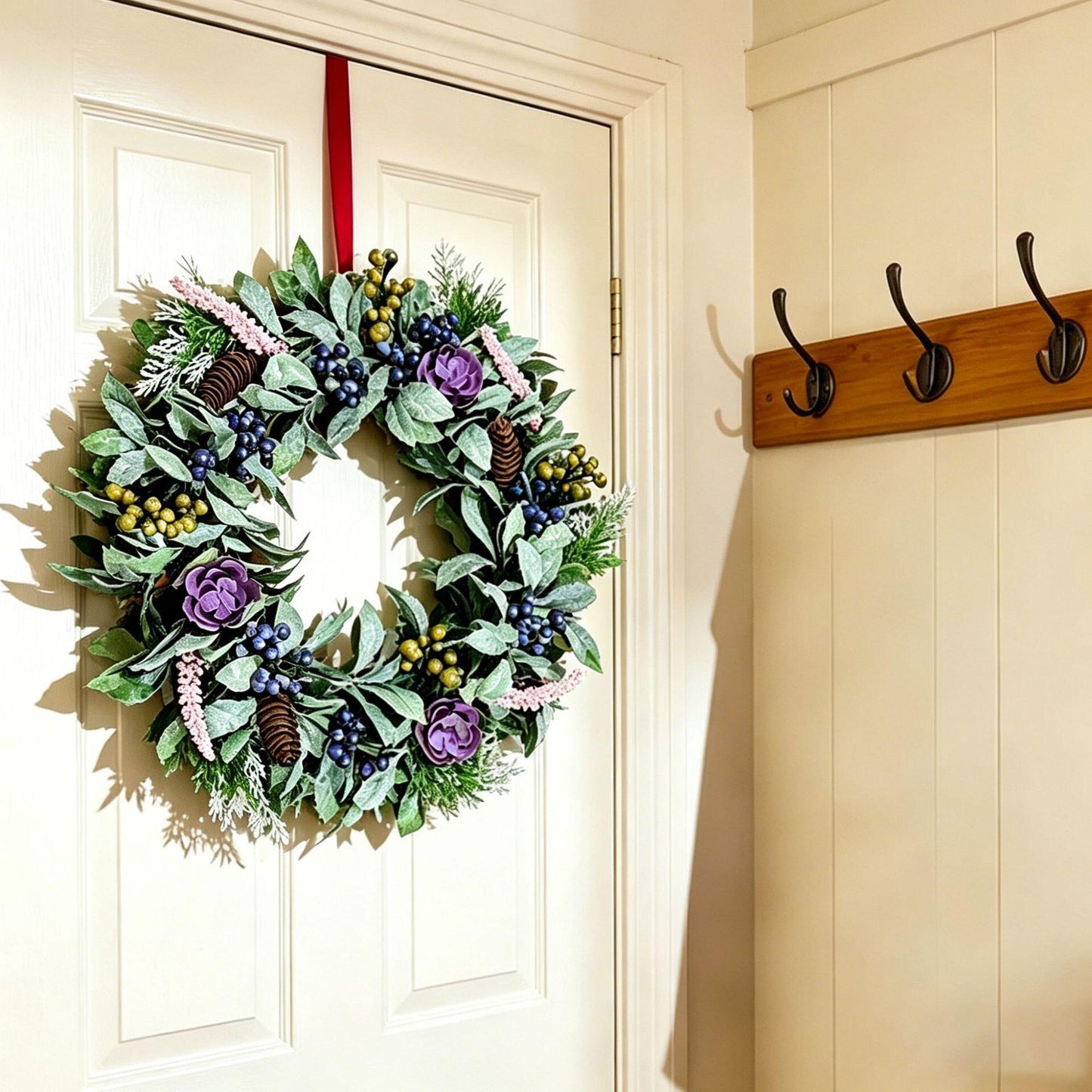 18" Artificial Christmas Wreath - Berry & Pinecone Door Wreath  Holiday Decor