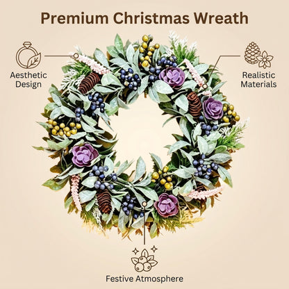 18" Artificial Christmas Wreath - Berry & Pinecone Door Wreath  Holiday Decor