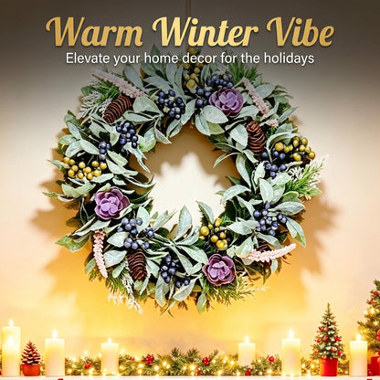 18" Artificial Christmas Wreath - Berry & Pinecone Door Wreath  Holiday Decor