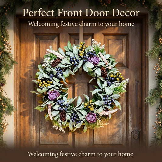 18" Artificial Christmas Wreath - Berry & Pinecone Door Wreath  Holiday Decor