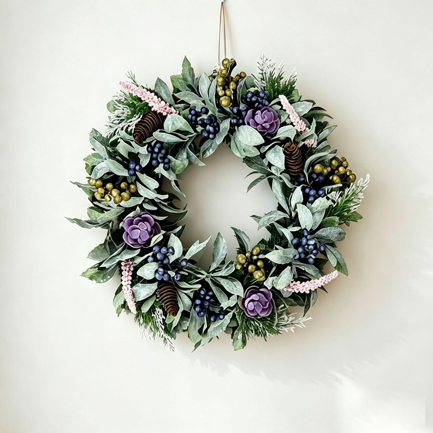 18" Artificial Christmas Wreath - Berry & Pinecone Door Wreath  Holiday Decor