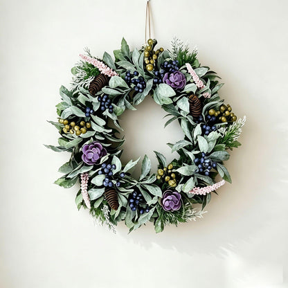 18" Artificial Christmas Wreath - Berry & Pinecone Door Wreath  Holiday Decor