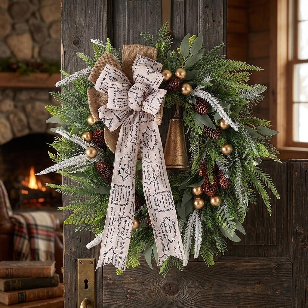 Rustic Christmas Wreath - 18‘’Artificial Holiday Greenery Door Decor