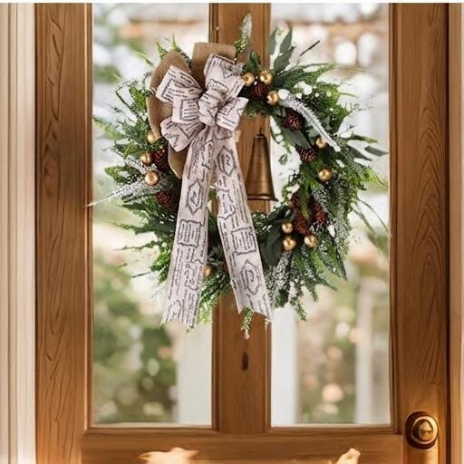 Rustic Christmas Wreath - 18‘’Artificial Holiday Greenery Door Decor